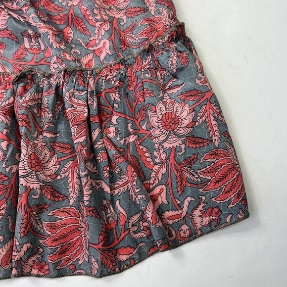 Perry Walker Smocked Tiered Silk Mini Skirt Size M 3 Julia Gray Pink - Picture 5 of 9